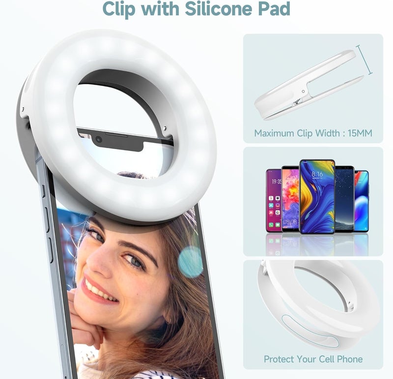 VOBRAMY Selfie Ring Light , Rechargeable Selfie Fill Light with Retaining Clip On, Video Conference Light for Phone, Laptop, Zoom Meeting, Make up - Image 5